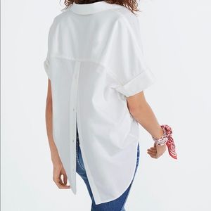 Madewell white courier button back popover shirt S